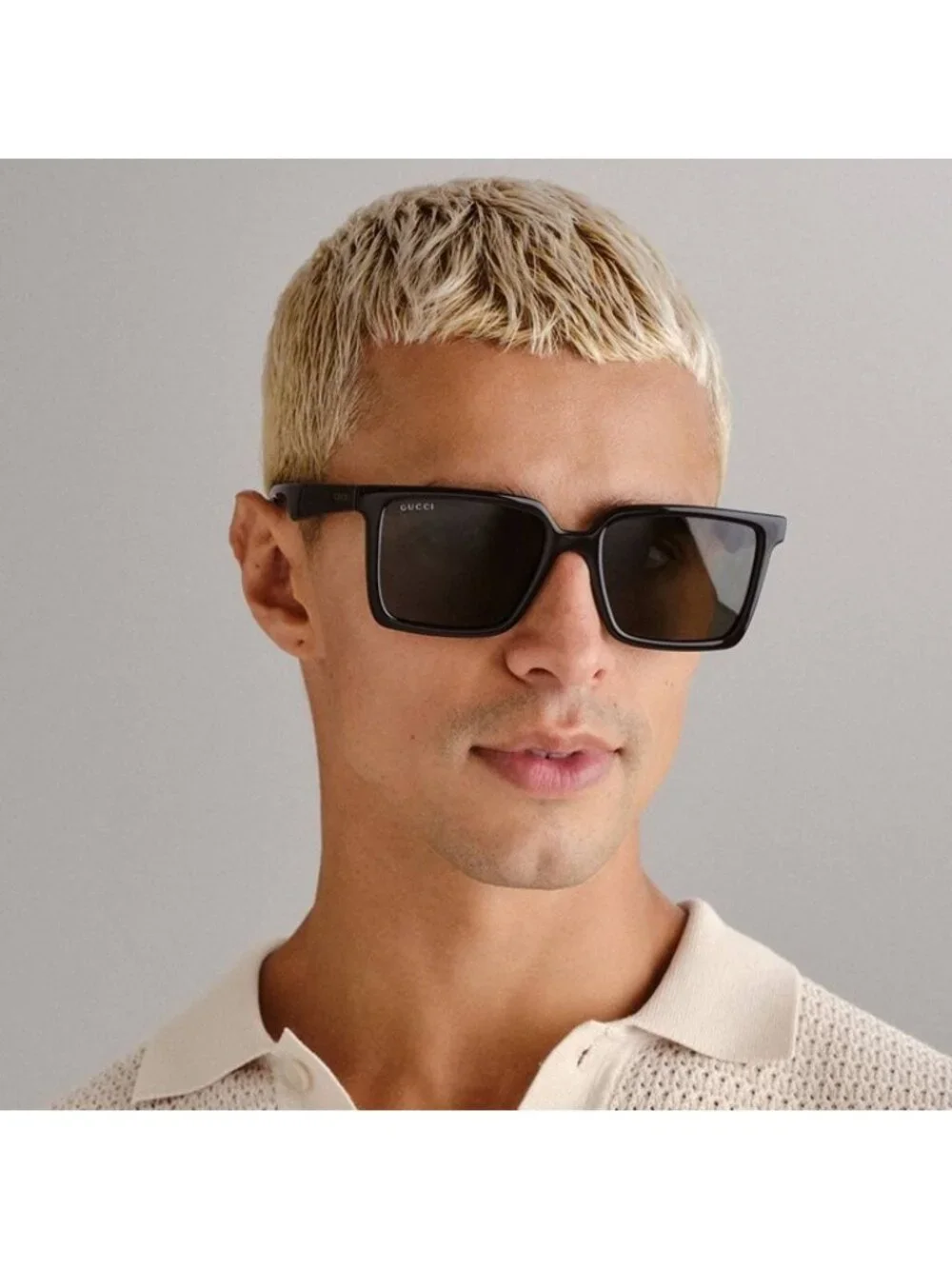 Gucci GG1540S 002 Sunglasses Havana Square Frame, Green Lenses